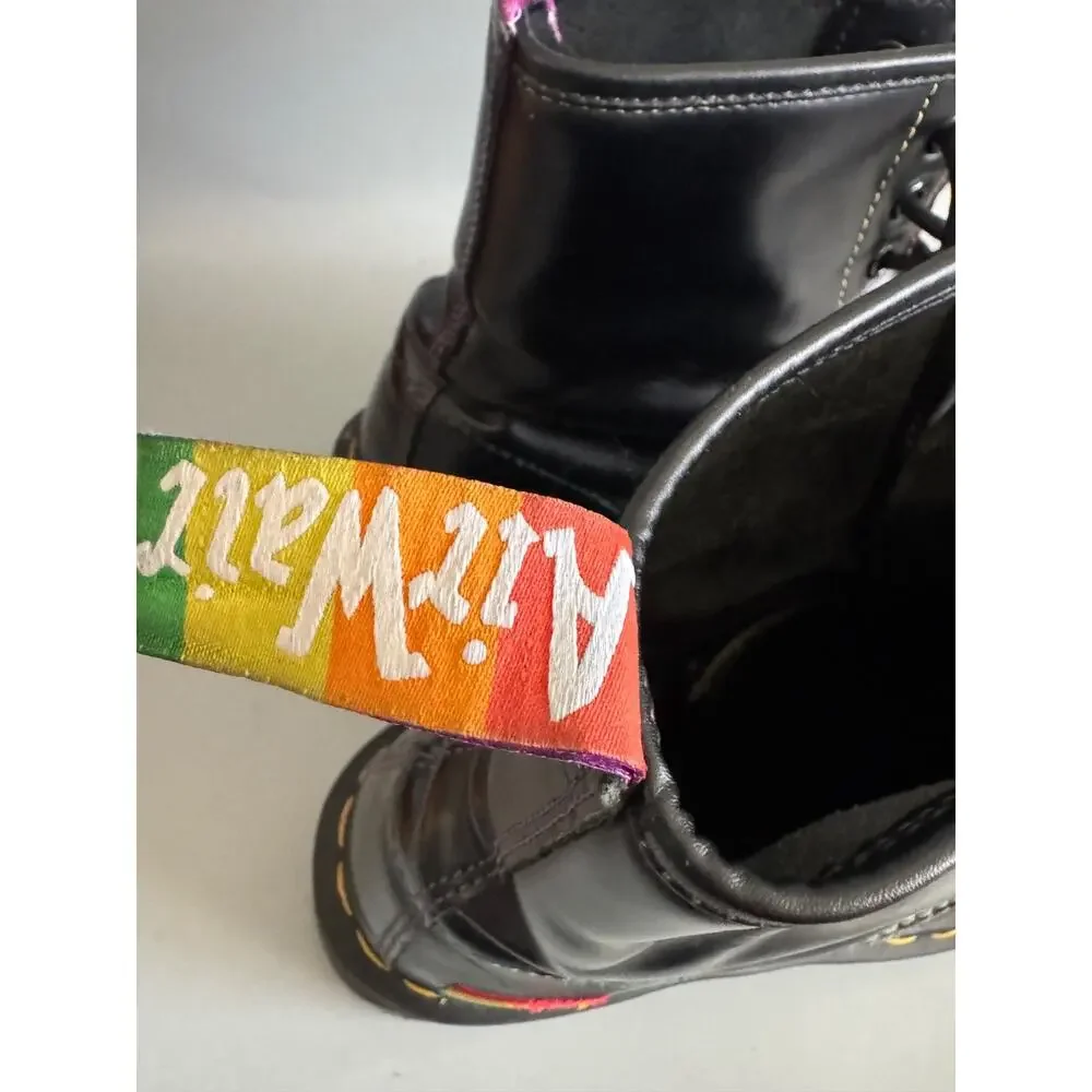 Dr. Martens 1460 Pride Rainbow Stitch Black Leather Combat Boots Women 8 Men 7 - Picture 10 of 14